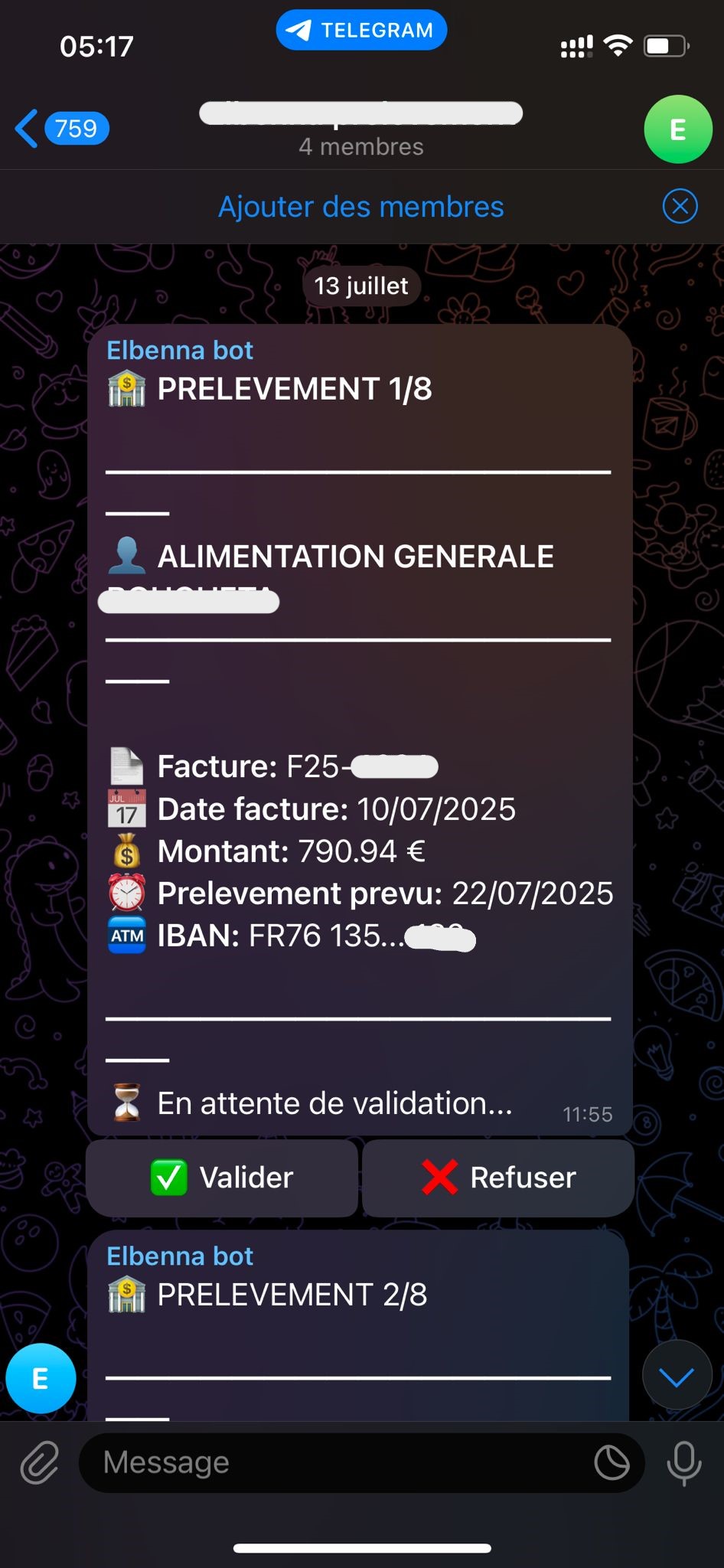 Interface validation SEPA 1